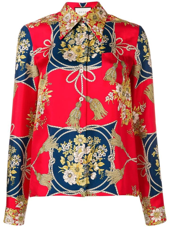 Gucci Floral Print Shirt - Red