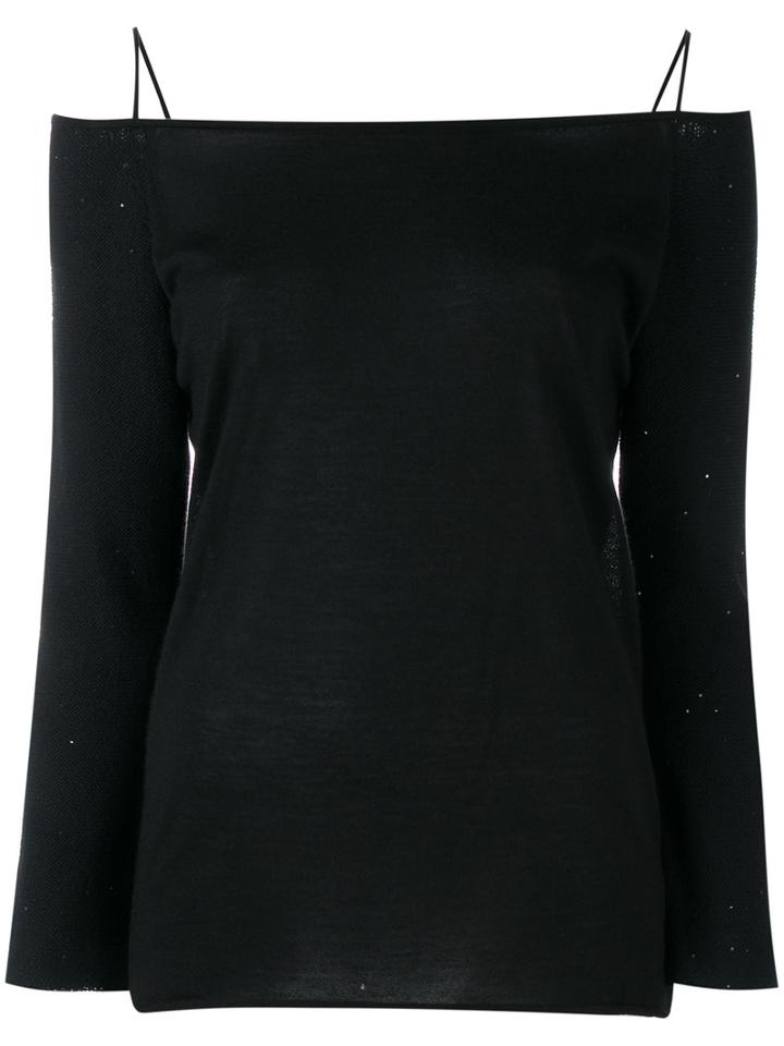 Fabiana Filippi Off-the-shoulder Jumper, Women's, Size: 46, Black, Silk/cotton/linen/flax/cashmere