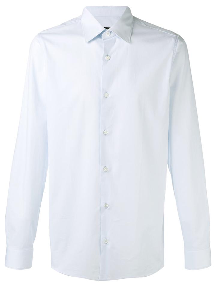 Z Zegna Fler Shirt, Men's, Size: 43, Blue, Cotton/spandex/elastane