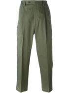 Lc23 Pleated Cropped Trousers, Men's, Size: 50, Green, Cotton