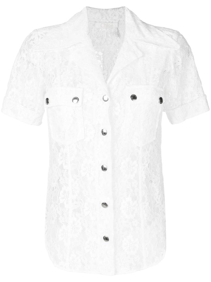 Chloé Lace Short Sleeve Shirt - White