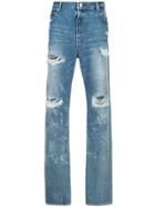 Red Card Ripped Straight Jeans - Blue
