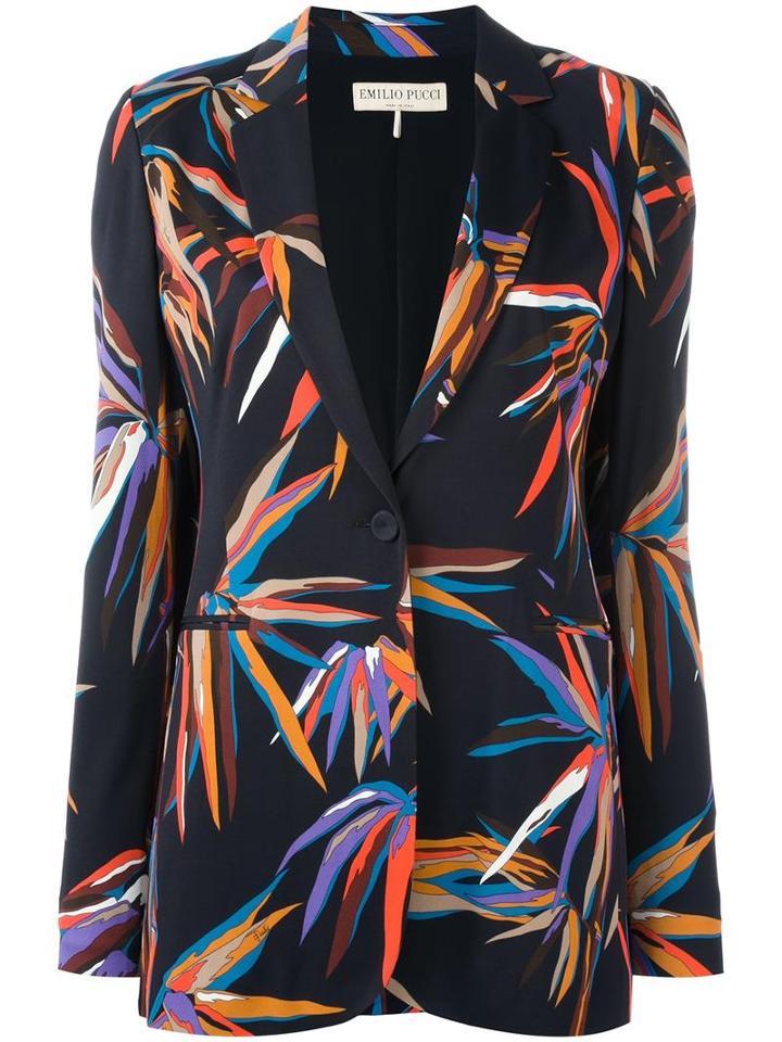 Emilio Pucci Floral Print Jacket, Women's, Size: 42, Viscose/silk/spandex/elastane