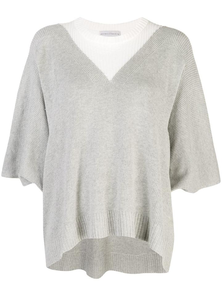 Palmer / Harding Colour Block Slouchy Jumper - Grey