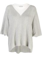 Palmer / Harding Colour Block Slouchy Jumper - Grey