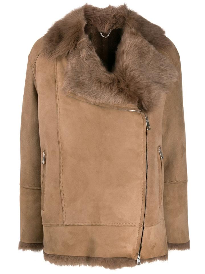 Desa 1972 Oversized Biker Jacket - Brown