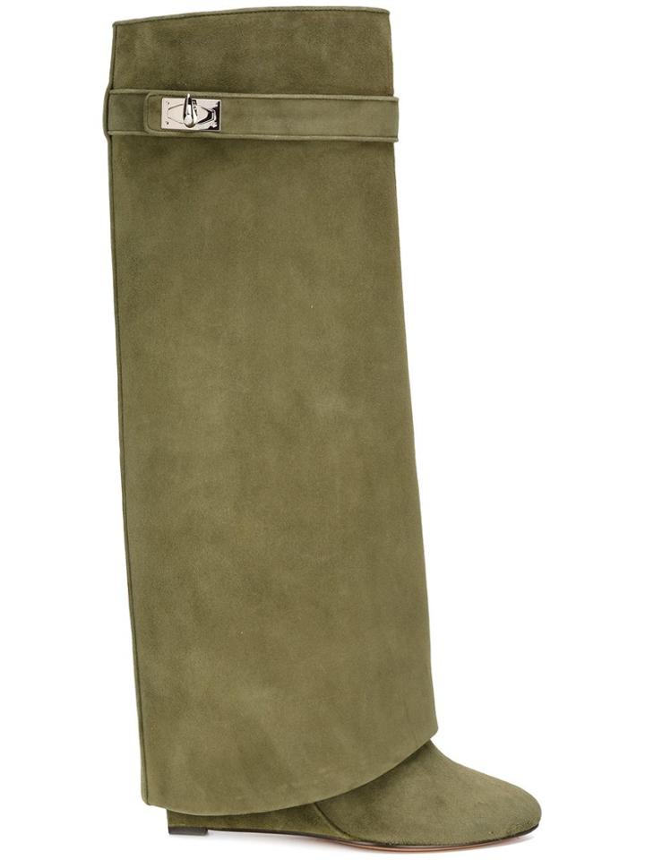 Givenchy Shark Lock Knee High Boots - Green