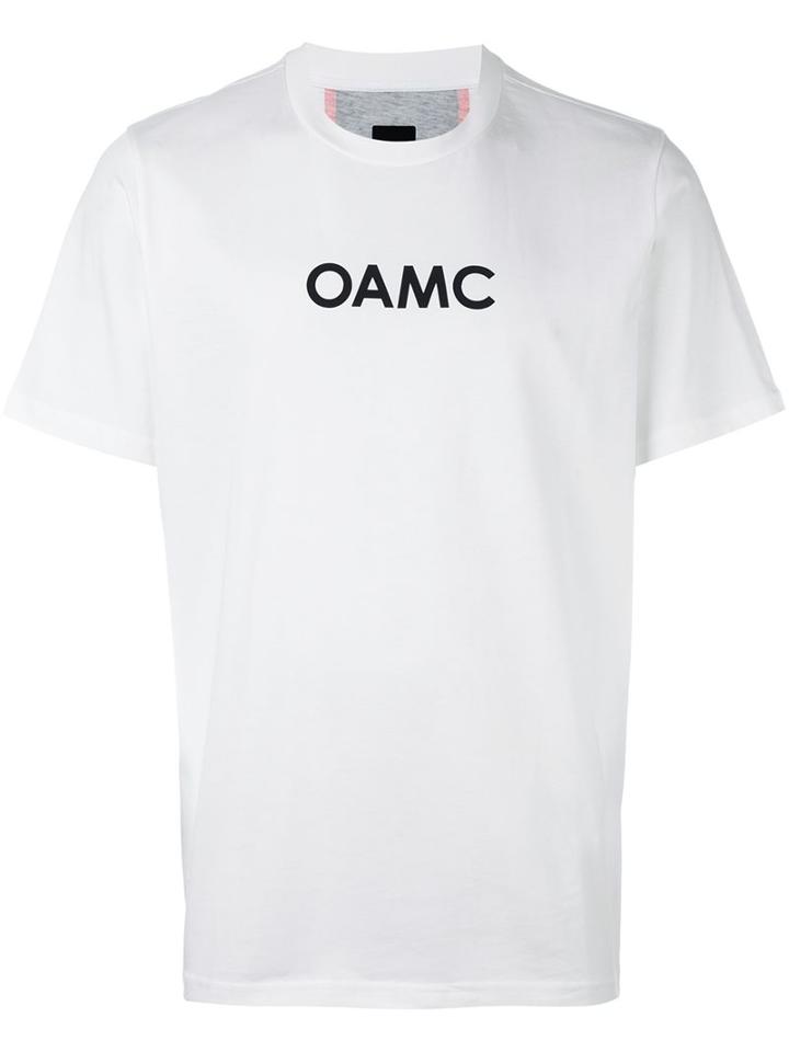 Oamc Logo Print T-shirt, Men's, Size: Large, White, Cotton/polyamide/spandex/elastane