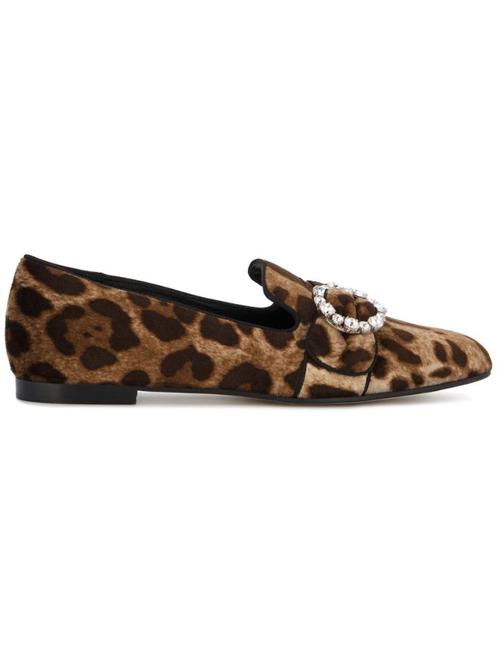 Dolce & Gabbana Leopard Print Loafers - Brown