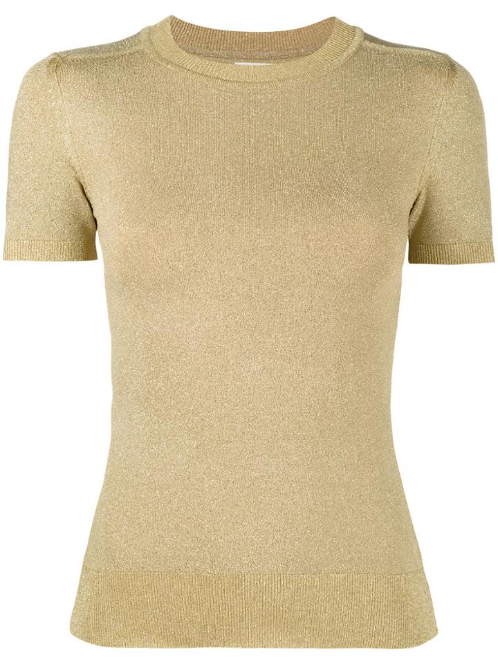 Joostricot Gold Crew Neck Knitted T Shirt - Metallic