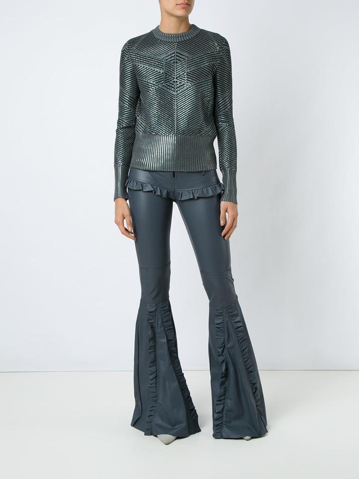 Andrea Bogosian - Wide Leg Trousers - Women - Leather/spandex/elastane/polyimide - M, Grey, Leather/spandex/elastane/polyimide
