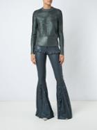 Andrea Bogosian - Wide Leg Trousers - Women - Leather/spandex/elastane/polyimide - M, Grey, Leather/spandex/elastane/polyimide