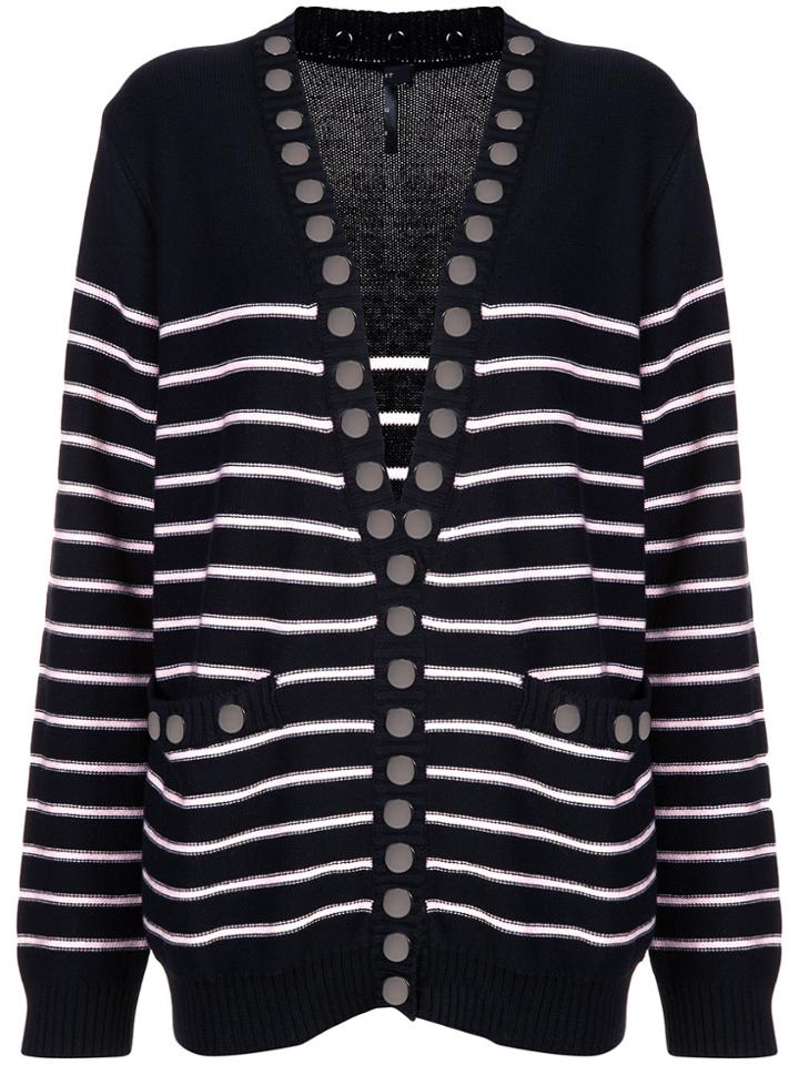 Thomas Wylde Button Detailed Striped Cardigan - Black