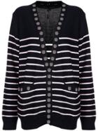 Thomas Wylde Button Detailed Striped Cardigan - Black