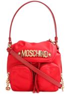 Moschino Logo Plaque Backpack Tote, Women's, Red