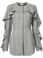Sara Battaglia Tweed Ruffle Shirt - Grey