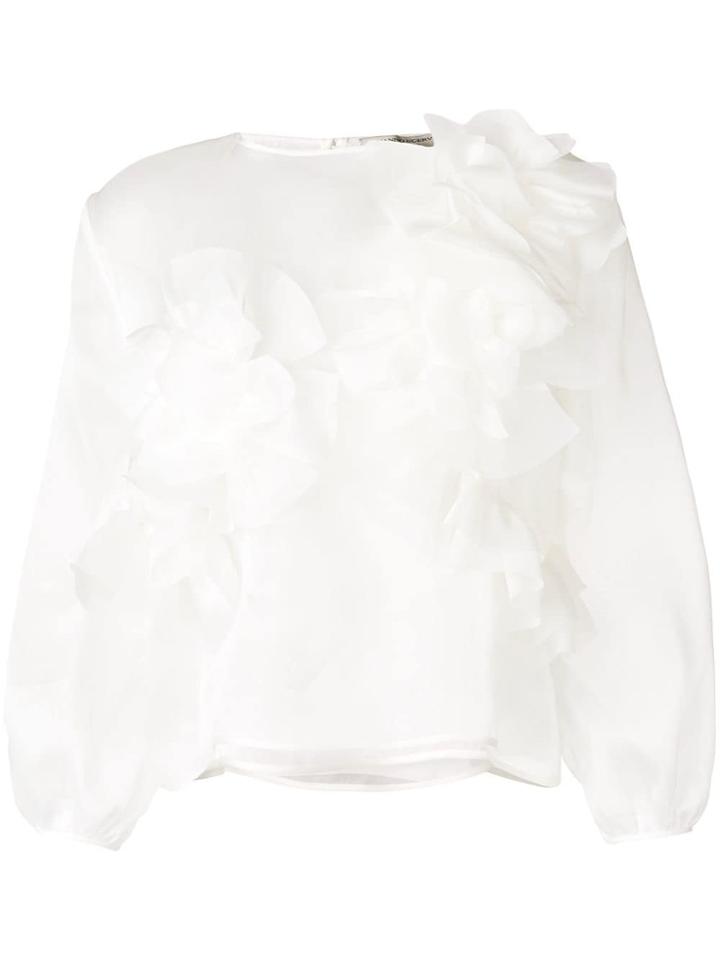Ermanno Scervino Flower Appliqué Blouse - White