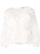 Ermanno Scervino Flower Appliqué Blouse - White