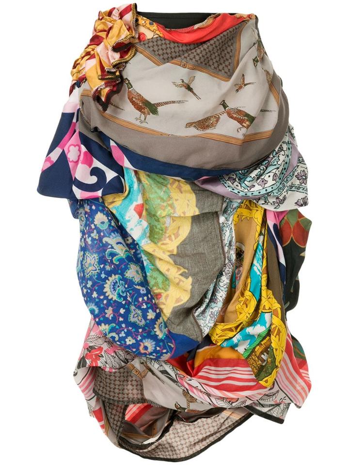 Comme Des Garçons Vintage Recycled Scarfs Skirt - Multicolour