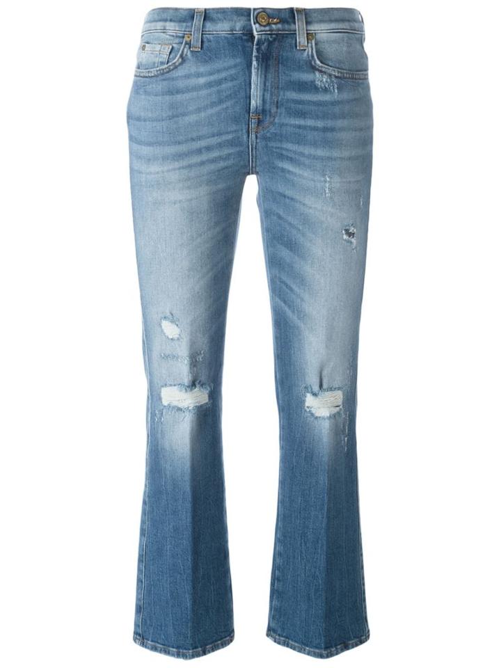 7 For All Mankind Cropped Boo Jeans, Women's, Size: 30, Blue, Cotton/spandex/elastane