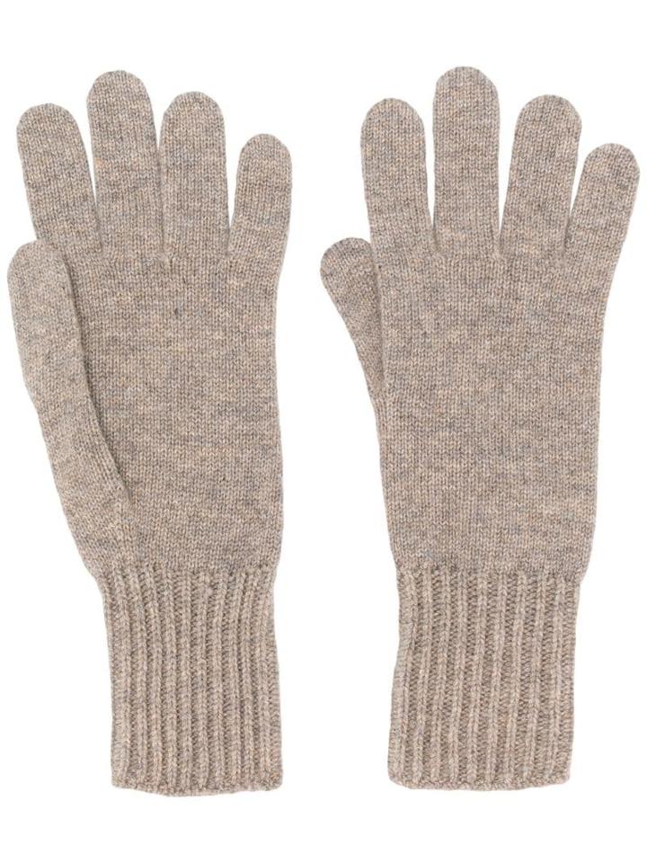 Pringle Of Scotland Ribbed Cuff Gloves - Neutrals