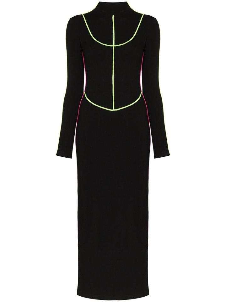 Kirin Contrast-piping Maxi Dress - Black
