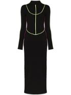 Kirin Contrast-piping Maxi Dress - Black
