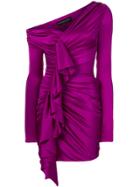 Alexandre Vauthier Gathered Ruffle Off Shoulder Dress - Pink & Purple