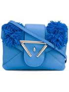 Sara Battaglia - Frayed Detail Crossbody Bag - Women - Calf Leather - One Size, Blue, Calf Leather