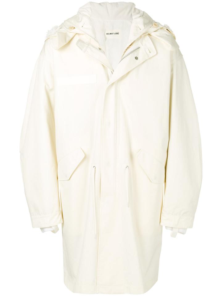 Helmut Lang Zipped Hooded Coat - White