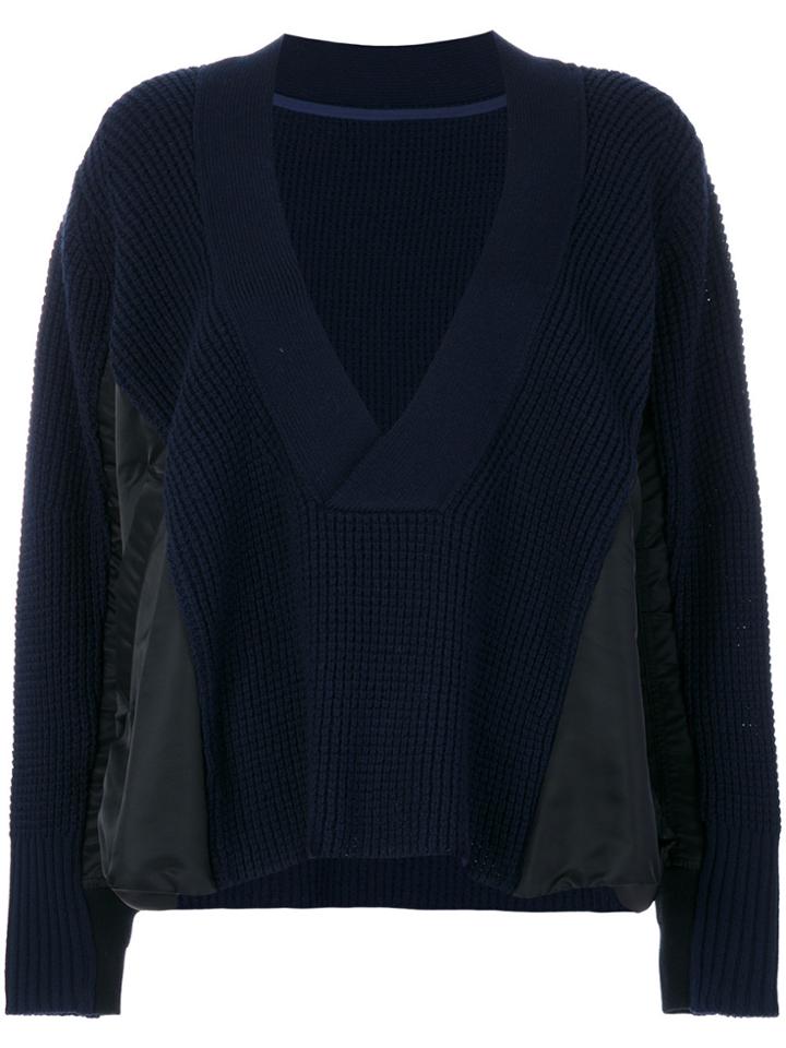 Sacai V-neck Jumper - Blue