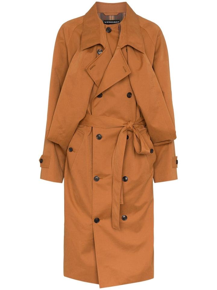 Y / Project Oversized Cotton Blend Trench Coat - Brown