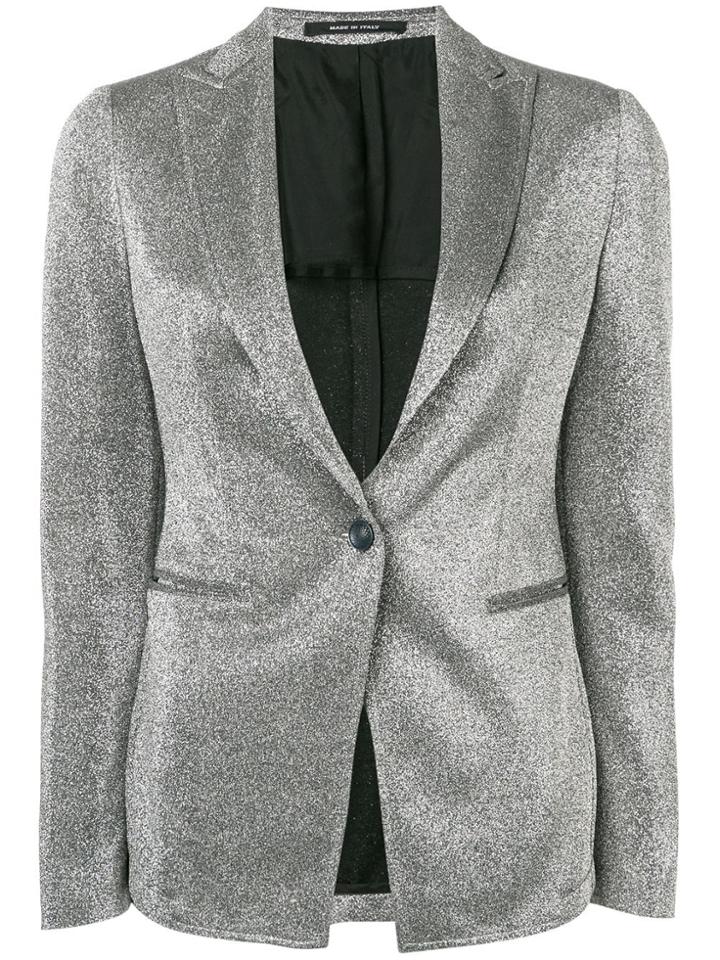 Tagliatore Glitter Single-breasted Blazer - Silver