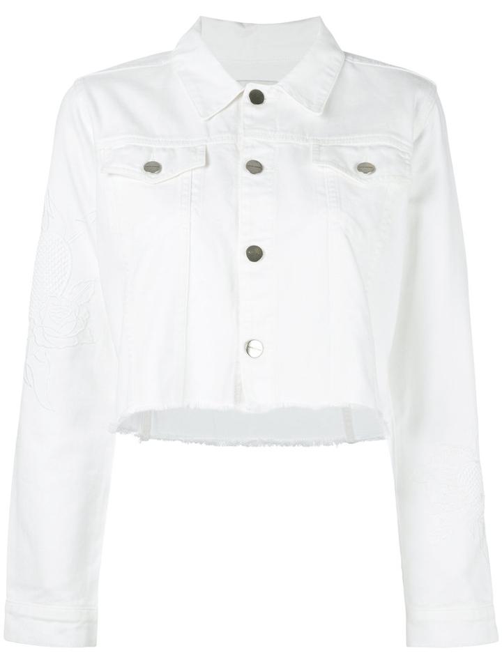 Each X Other Cropped Denim Jacket, Women's, Size: Medium, White, Cotton