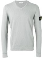 Stone Island Logo Patch Jumper, Men's, Size: Medium, Grey, Cotton/polyamide