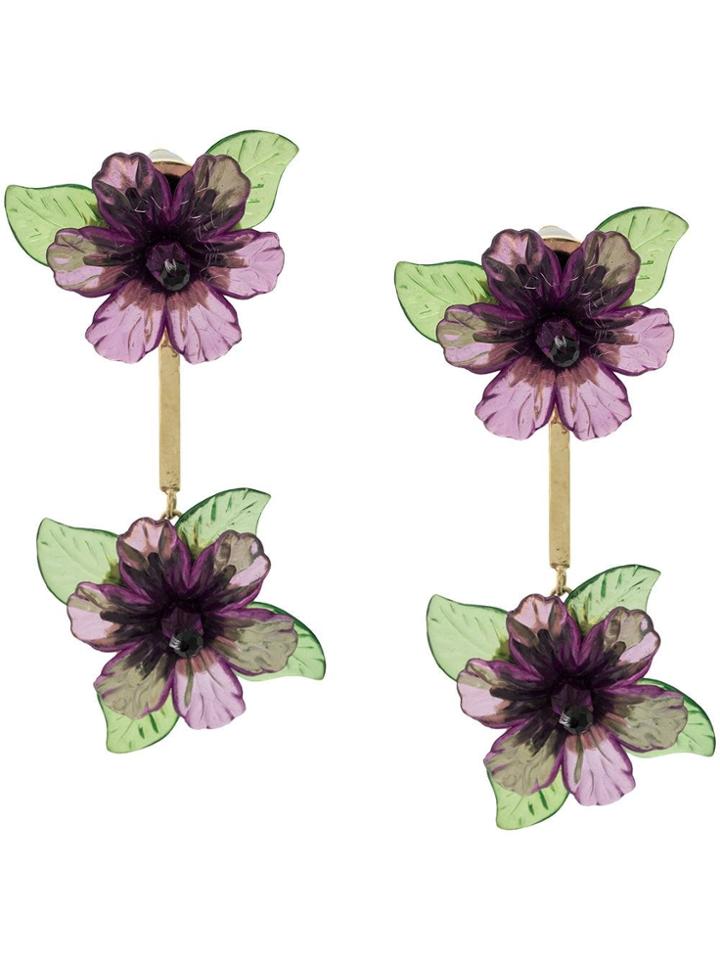 Ken Samudio Oversized Floral Charm Earrings - Purple