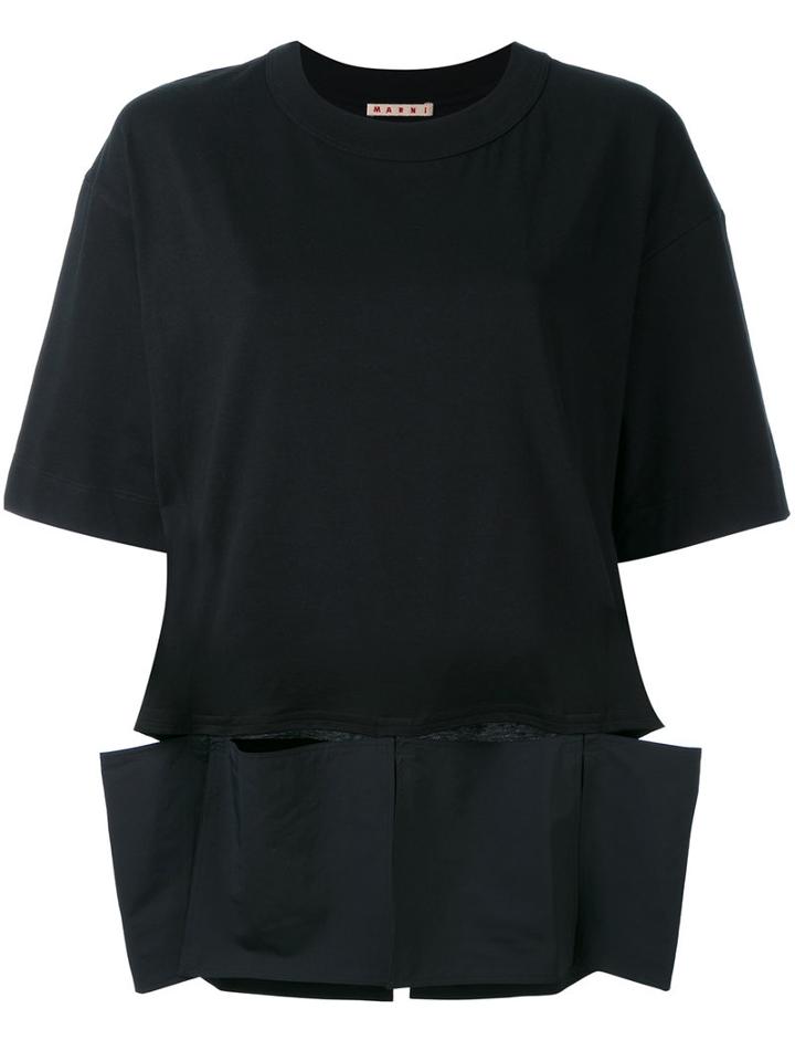 Marni - Split Waist Top - Women - Cotton/polyester - 40, Black, Cotton/polyester