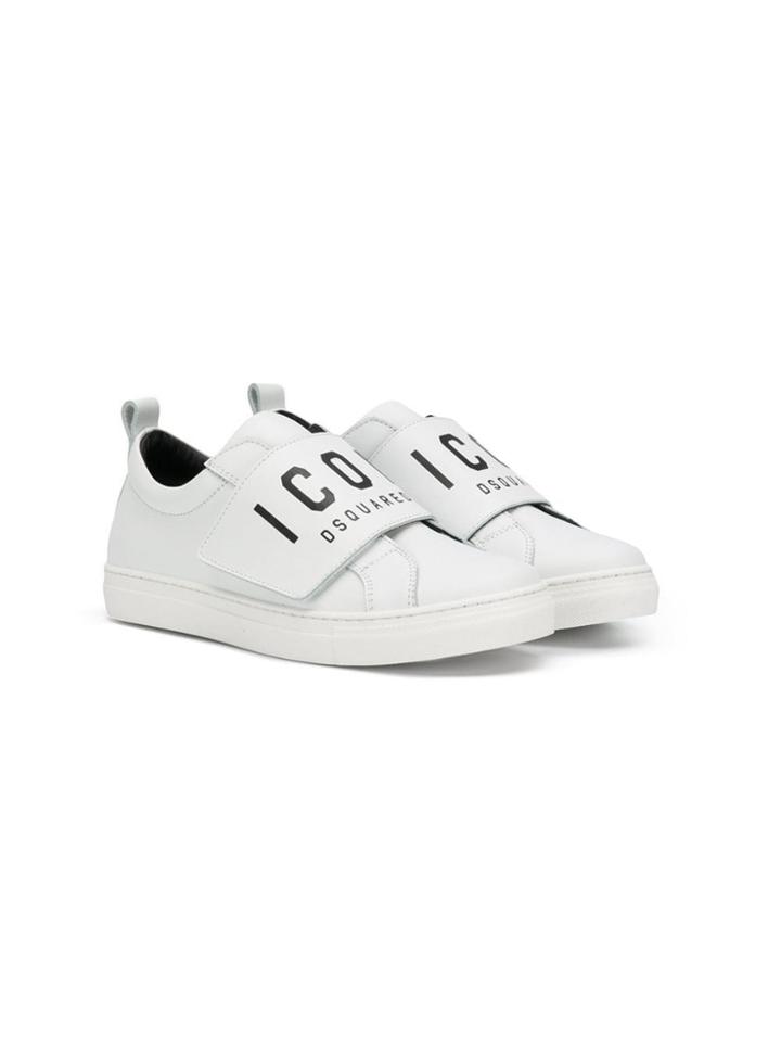 Dsquared2 Kids Teen Icon Touch Strap Sneakers - White