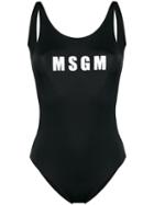 Msgm Logo Print One-piece Swimsuit - Black