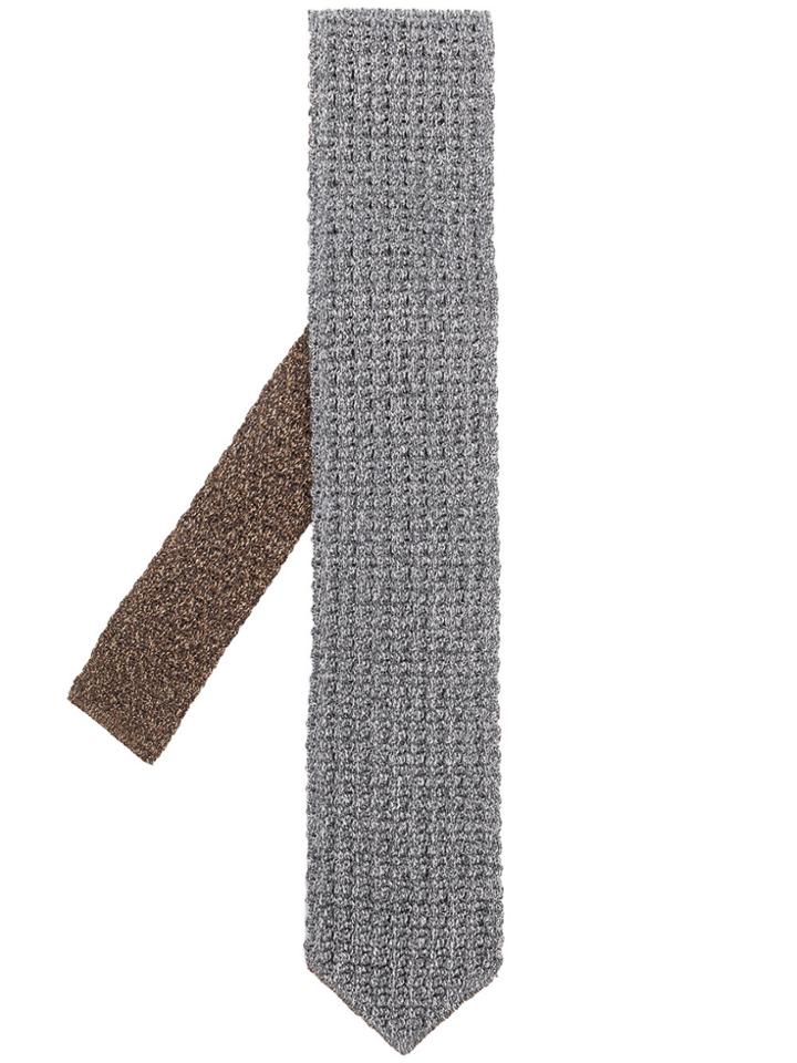 Lardini Knitted Two Tone Tie - Grey