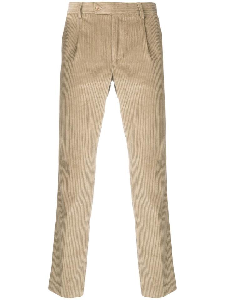 Daniele Alessandrini Corduroy Straight Trousers - Nude & Neutrals