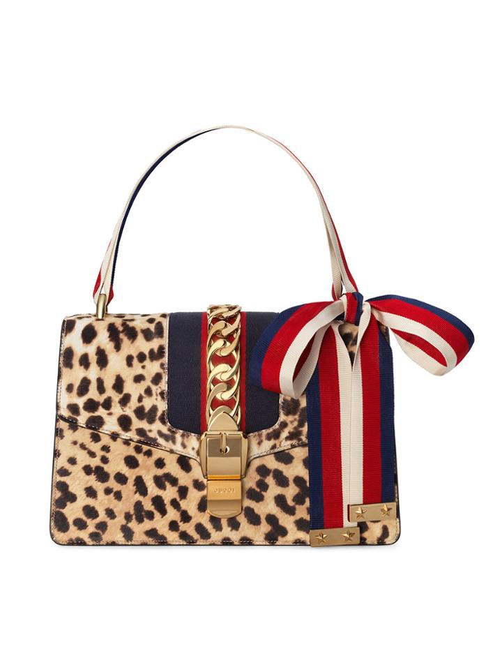 Gucci Sylvie Shoulder Bag With Leopard Print - Nude & Neutrals