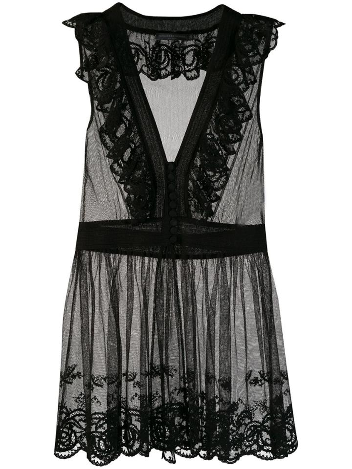 Alexander Mcqueen Sheer Longline Peplum Blouse - Black