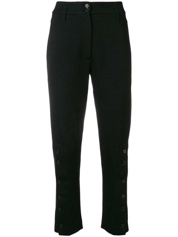 Ann Demeulemeester Button Trim Cropped Trousers - Black
