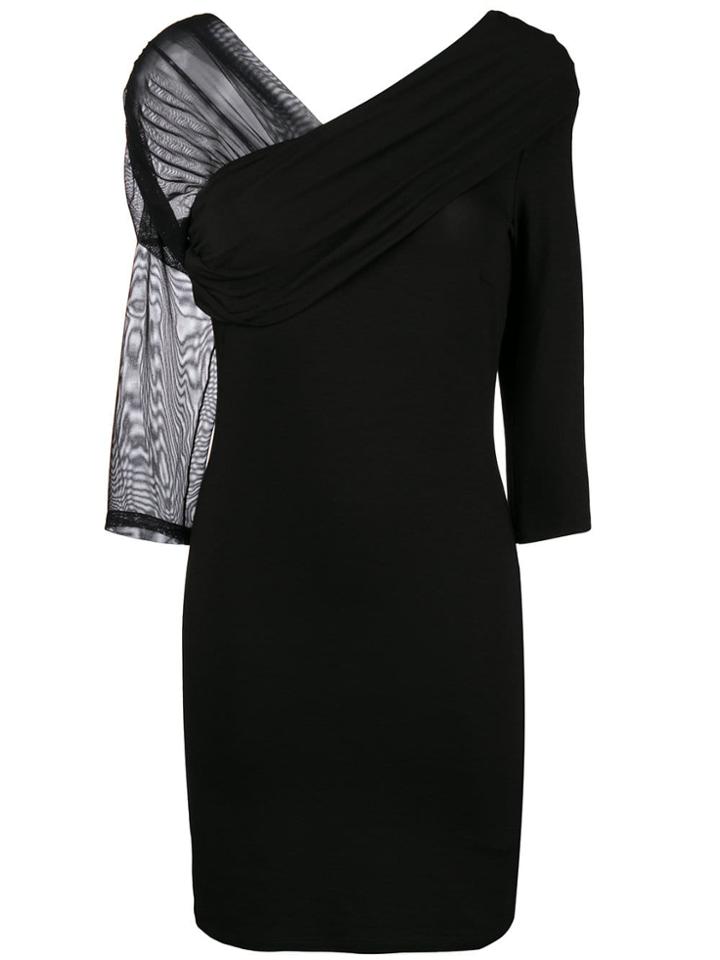 Patrizia Pepe Sheer Panel Sheath Dress - Black