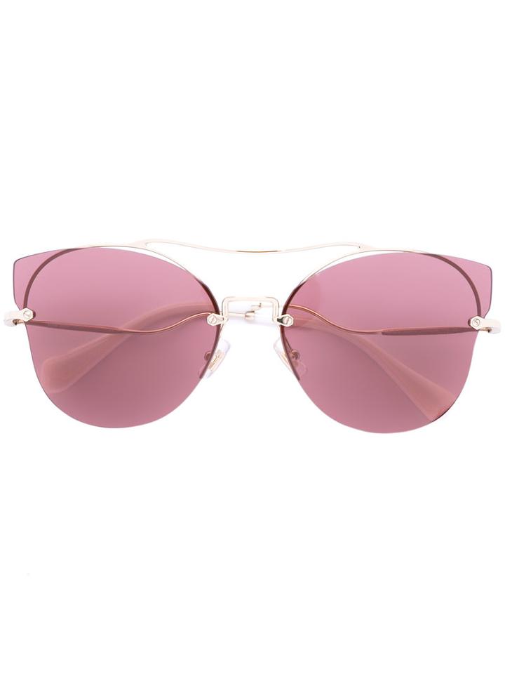 Miu Miu Eyewear - Rimless Ascaacat Eye Sunglasses - Women - Acetate/metal - One Size, Pink/purple, Acetate/metal