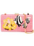 Serpui Embroidered Snap Closure Clutch