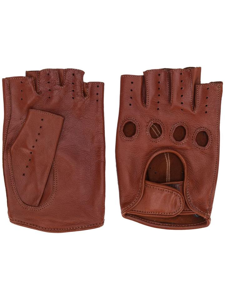 Gala Gloves Half Finger Driving Gloves - Brown