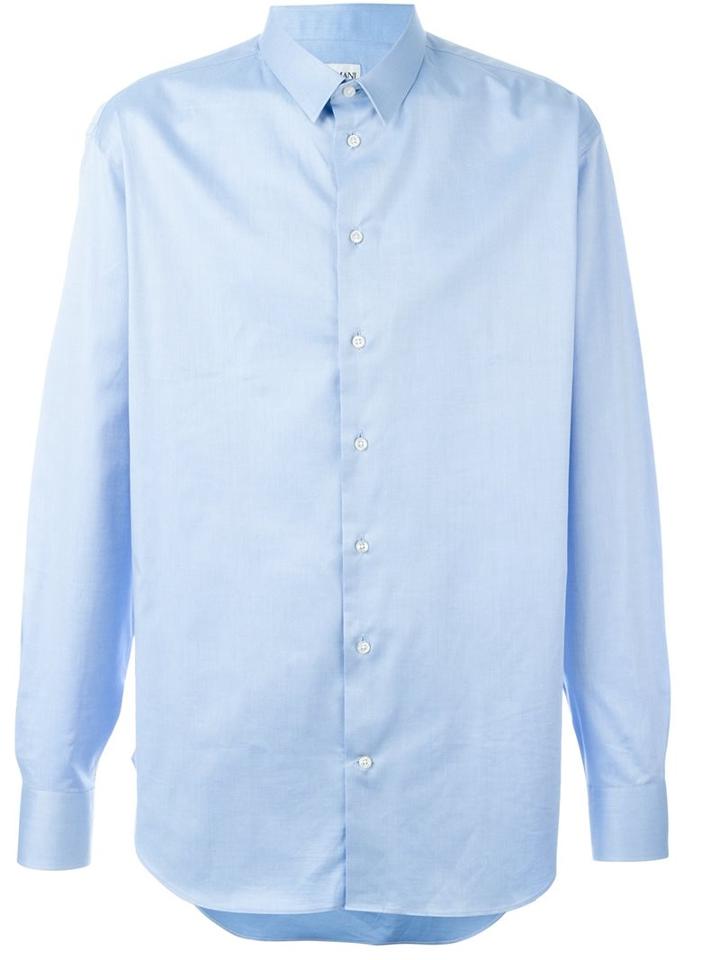 Armani Collezioni Classic Shirt, Men's, Size: 39, Blue, Cotton/spandex/elastane