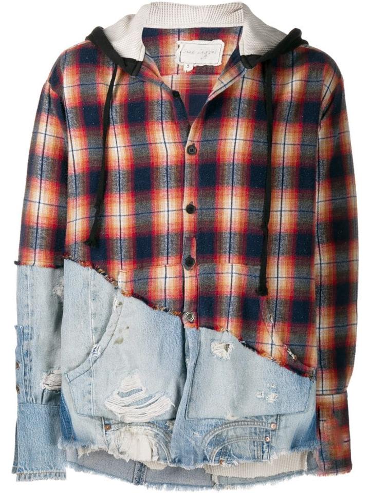 Greg Lauren Patchwork Hooded Jacket - Orange
